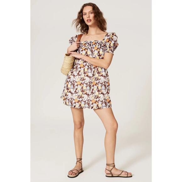 Tory Burch Printed Smocked Mini Dress Size Large - Picture 4 of 9